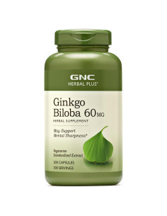 Suplemento GNC Herbal Plus Ginkgo Biloba 60mg Vegetariano 300 Porciones