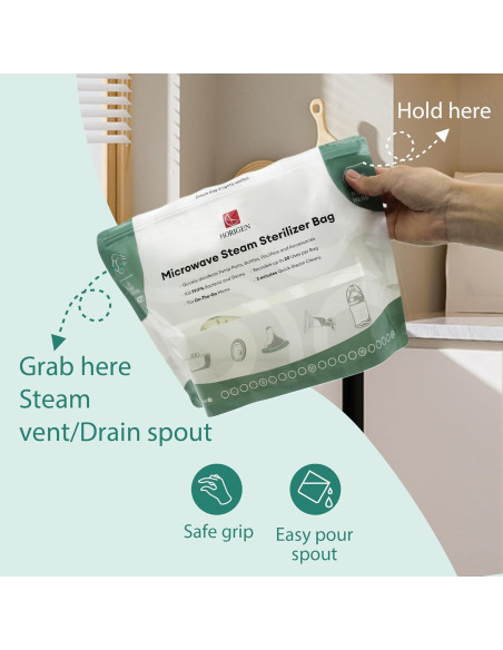 Bolsas Esterilizadoras de Microondas Horigen - 16 Paquetes