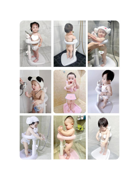 Soporte de Ducha para Bebés Ajustable Antideslizante Oso Gris