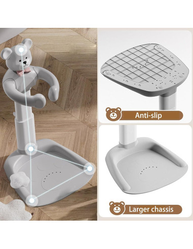 Soporte de Ducha para Bebés Ajustable Antideslizante Oso Gris