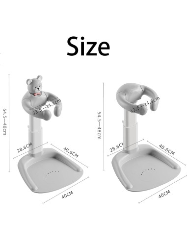Soporte de Ducha para Bebés Ajustable Antideslizante Oso Gris