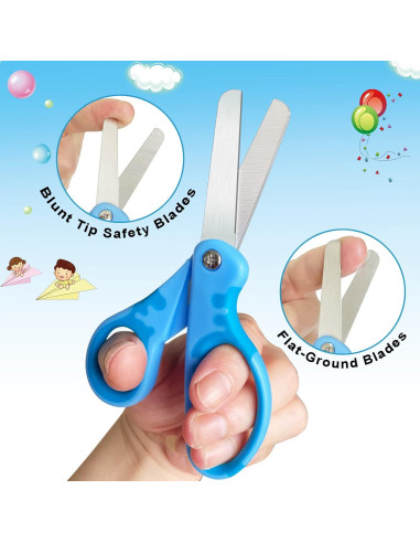 Tijeras para Niños Oiijiok con Funda Punta Roma - Paquete de 5