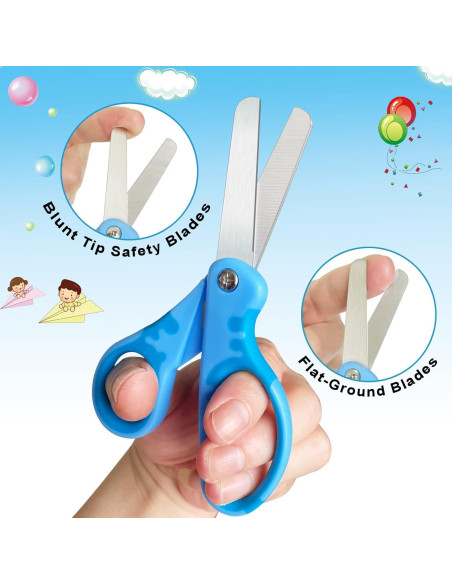 Tijeras para Niños Oiijiok con Funda Punta Roma - Paquete de 5 Tijeras para Niños Oiijiok con Funda Punta Roma - Paquete de 5