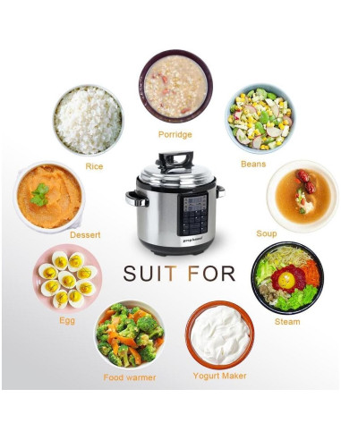 Olla a presión eléctrica prepAmeal 6QT 8 en 1 multifuncional