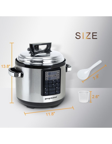Olla a presión eléctrica prepAmeal 6QT 8 en 1 multifuncional