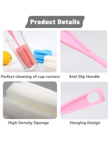 Esponja Limpiadora para Botellas INVODA 4 Pcs 23.5 cm