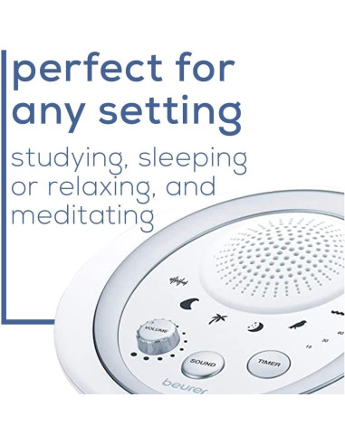 Máquina de Ruido Blanco Beurer WN50, 6 Sonidos Relajantes, Portátil