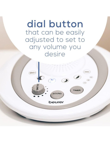 Máquina de Ruido Blanco Beurer WN50, 6 Sonidos Relajantes, Portátil