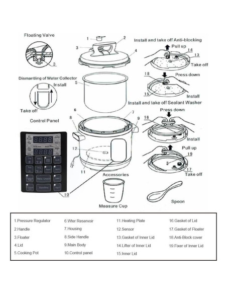 Olla a presión eléctrica prepAmeal 6QT 8 en 1 multifuncional
