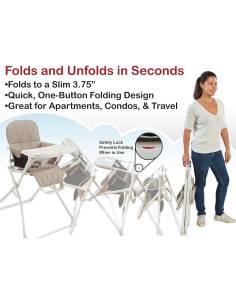 Silla Alta Plegable Primo Taupe para Bebé 6-36 Meses 2