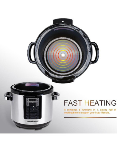 Olla a presión eléctrica prepAmeal 6QT 8 en 1 multifuncional