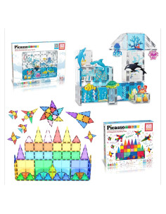 PicassoTiles Set de Azulejos Magnéticos 104 Piezas Animales Marinos