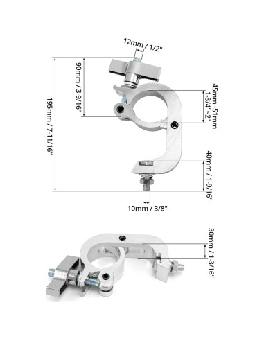 Gancho Abrazadera QWORK 10 Pzas 150 kg para Iluminación