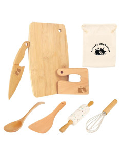 Juego de Cocina Montessori para Niños - 8 Piezas de Madera