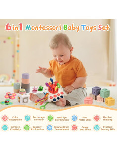 Juguetes Montessori 6 en 1 MTTIERY para Bebés 0-18 Meses 2