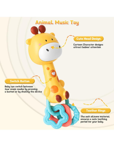 Sonajero Musical Jirafa Geniegoo para Bebés 6-18 Meses