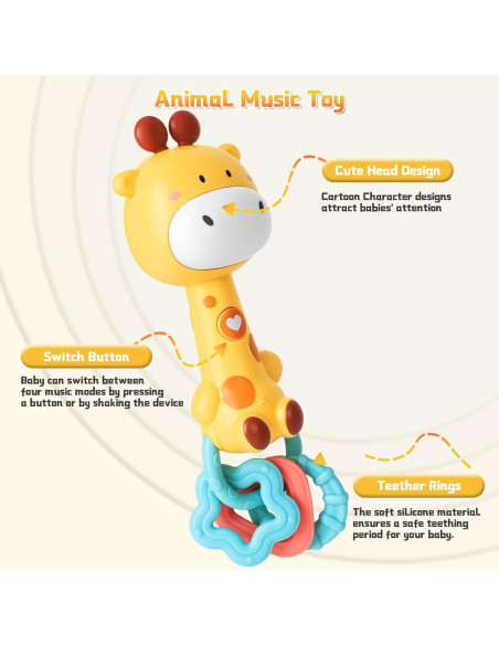 Sonajero Musical Jirafa Geniegoo para Bebés 6-18 Meses