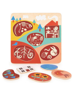 Rompecabezas de Madera Mentari - Campo 5 Piezas 24.5x24.5cm