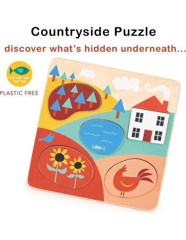 Rompecabezas de Madera Mentari - Campo 5 Piezas 24.5x24.5cm