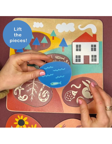 Rompecabezas de Madera Mentari - Campo 5 Piezas 24.5x24.5cm