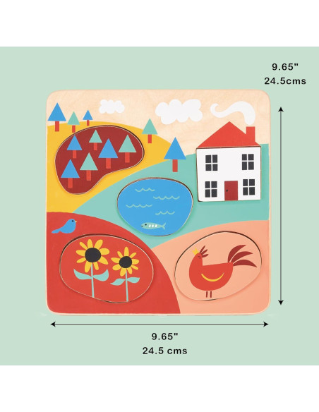 Rompecabezas de Madera Mentari - Campo 5 Piezas 24.5x24.5cm