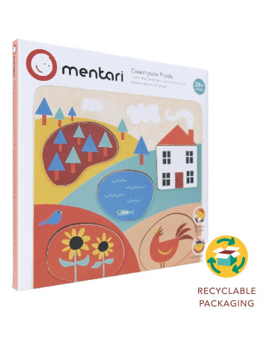 Rompecabezas de Madera Mentari - Campo 5 Piezas 24.5x24.5cm