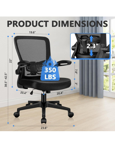Silla de Oficina Ergonómica KLASIKA Negra con Soporte Lumbar