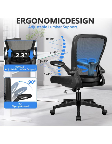 Silla de Oficina Ergonómica KLASIKA Negra con Soporte Lumbar