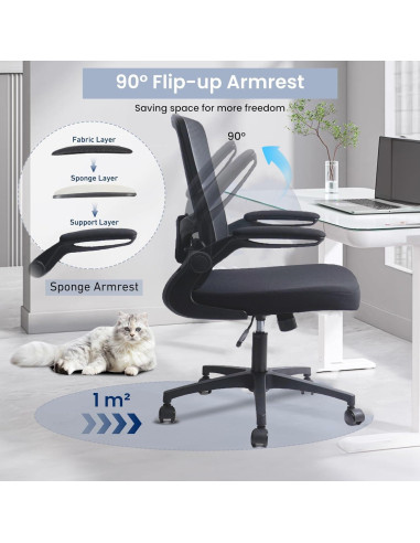 Silla de Oficina Ergonómica KLASIKA Negra con Soporte Lumbar