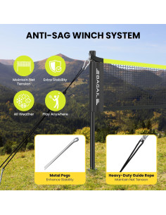 Conjunto de Bádminton BAGAIL con Red 6.1m x 1.5m y 4 Raquetas 2