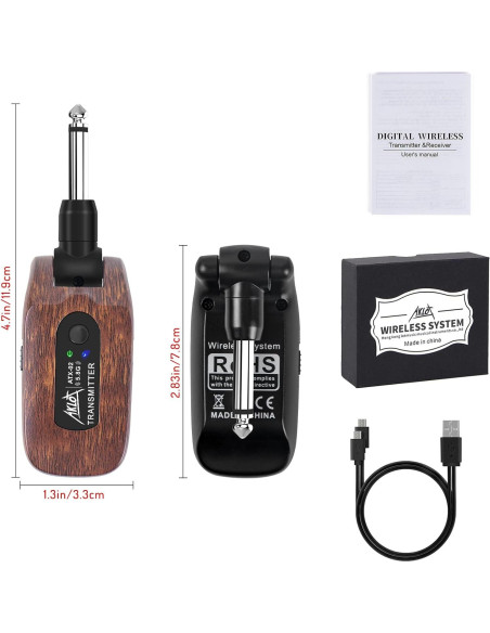 Transmisor y Receptor Inalámbrico AKLOT para Guitarra 5.8GHz
