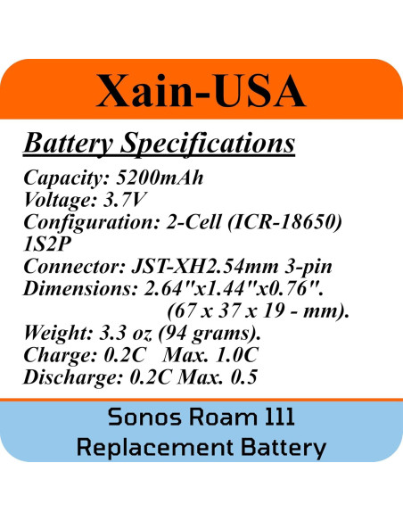Batería de Reemplazo Sonos Roam 111 5200mAh Li-ion 3.7V