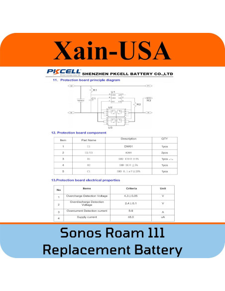 Batería de Reemplazo Sonos Roam 111 5200mAh Li-ion 3.7V