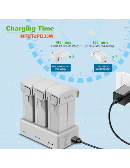 Hub de Carga Hanatora para DJI Mini 3/4 - Carga 3 Baterías