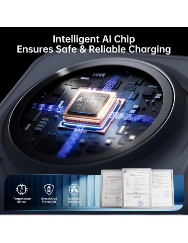 Estación de Carga Inalámbrica 3 en 1 GUSGU con Pantalla