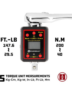 Adaptador de Par Digital Powerbuilt 1/2" 29-147 Ft-Lb 40-200 Nm 2