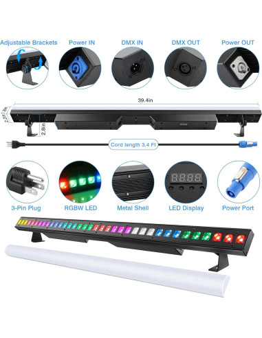 Barra de Luz LED OPPSK 120W 36 LEDs RGBW DMX 100cm