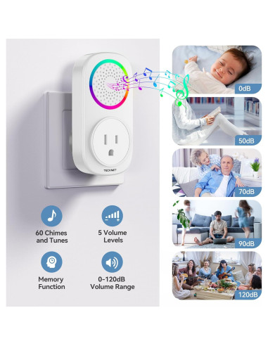 Timbre Inalámbrico Autopropulsado TECKNET - 60 Melodías, IP66