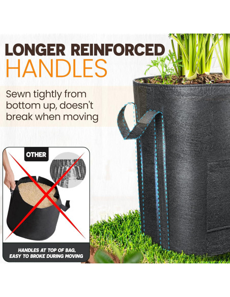 Bolsas de Cultivo de Papas PAMAZY 15 Galones con Ventanas