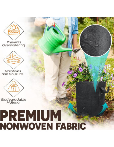 Bolsas de Cultivo de Papas PAMAZY 15 Galones con Ventanas