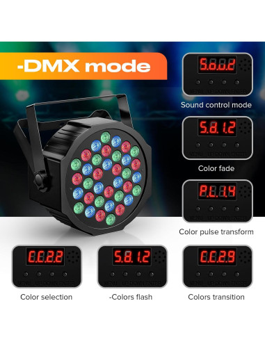 Luces Par U`King RGB 36 LED Batería Inalámbricas DMX