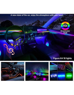 Luces LED de tira KENANEK 18 en 1 para automóviles interiores 2