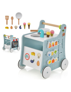 Andador para Bebés HONEY JOY 6-en-1 Cocina de Madera Azul