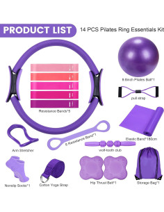 Conjunto de Pilates 17 Piezas SAMTKA con Anillo y Pelota 2
