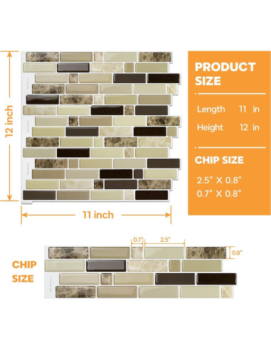 Azulejo Autoadhesivo Vamos Tile 30.48x30.48 cm Mármol Marrón