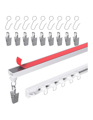 Riel de Cortina Adhesivo KOBRICH 2.99m Flexible Sin Taladrar