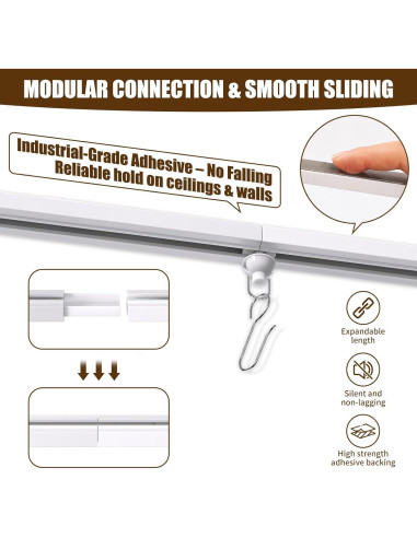 Riel de Cortina Adhesivo KOBRICH 2.99m Flexible Sin Taladrar