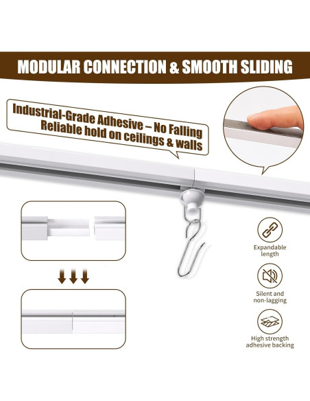 Riel de Cortina Adhesivo KOBRICH 2.99m Flexible Sin Taladrar