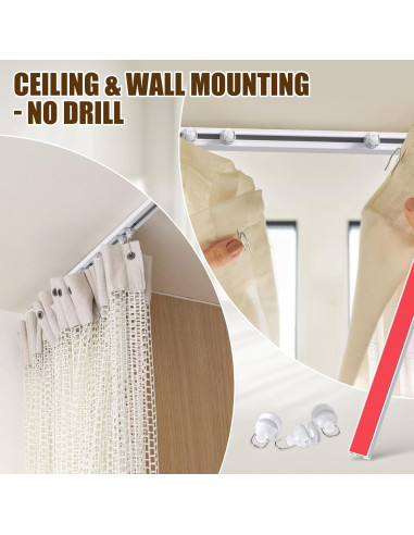 Riel de Cortina Adhesivo KOBRICH 2.99m Flexible Sin Taladrar