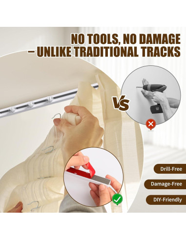 Riel de Cortina Adhesivo KOBRICH 2.99m Flexible Sin Taladrar